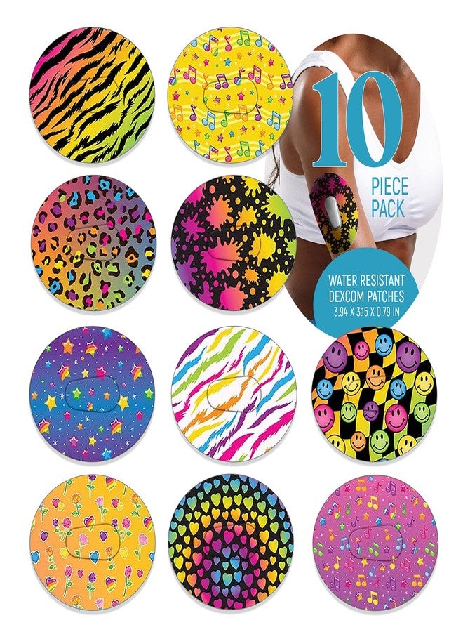RockaDex Dexcom Adhesive Mix Design - Adhesive Patches with Split Backing, Easy to Apply x 10 Pack Fluro Mix - Image 1
